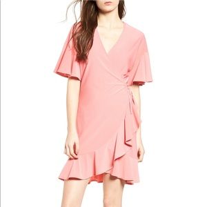 Leith Flounce Sleeve Wrap Dress